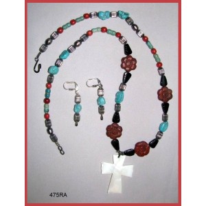 Queen “Mega MOP Cross” Necklace Set