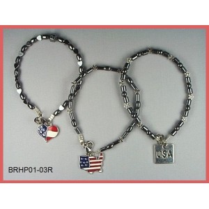 Patriotic Hematite Bracelet Set