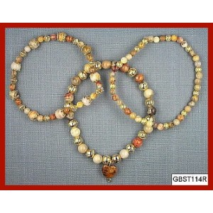 All Crazy Lace Agate, Goldtone (Triad Bracelet Set)