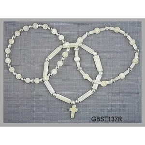 All Bleached Mother-of-Pearl, Silvertone (Triad Bracelet Set)