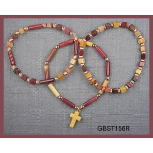 All Moukaite with Tiger Jasper cross, (Triad Bracelet Set)