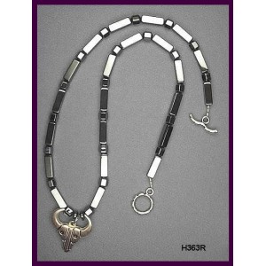 Steer Head Skull Pendant “Hematite Choker"