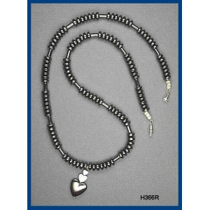 Three Hematite Hearts Pendant Hematite Choker