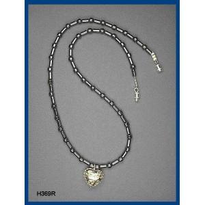 3-D SW Filigree Heart pendant Hematite Choker