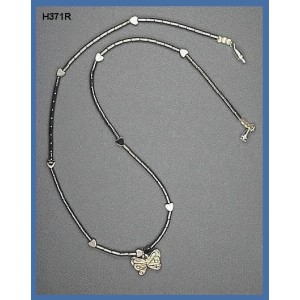 Spotted Butterfly pendant Hematite Choker