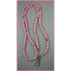 Workplace Beaded Lanyard-Pink Riverstone Agate